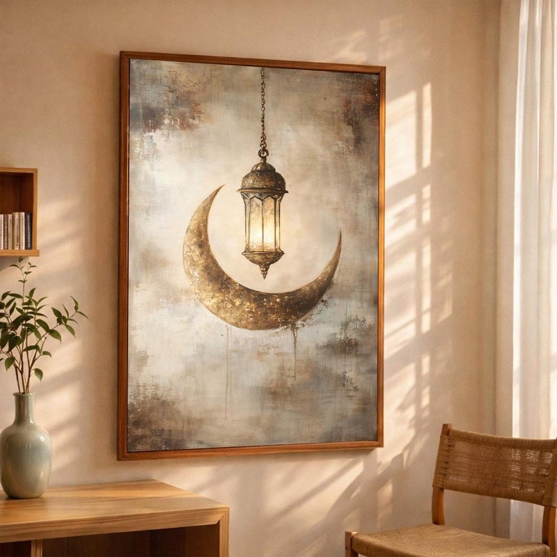 ماركتنا لوحة قماشية بتصميم شهر رمضان المبارك مع برواز مجوف , قطعة واحدة, بمقاس 60×90سم - Image 2